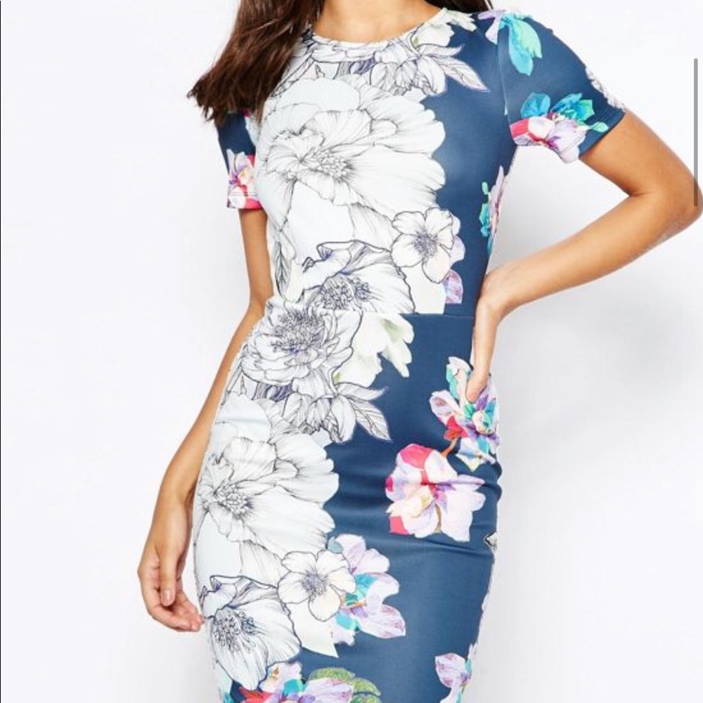 ASOS Blue Floral Scuba Dress